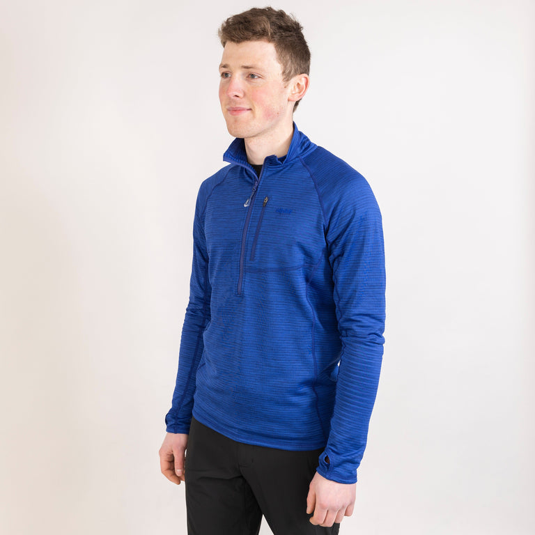 alpkit mens griffon half zip fleece in reef blue outfit