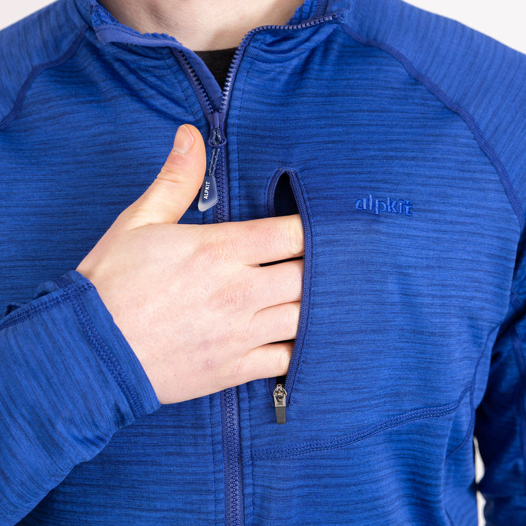 alpkit mens griffon half zip fleece in reef blue collar 