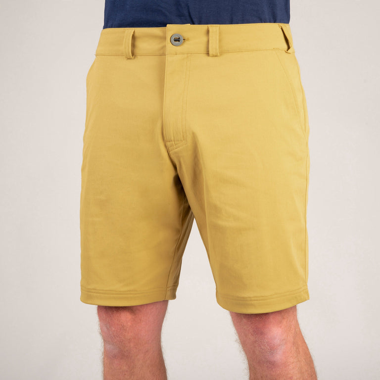 alpkit mens hauler cargo shorts in Mojave yellow front