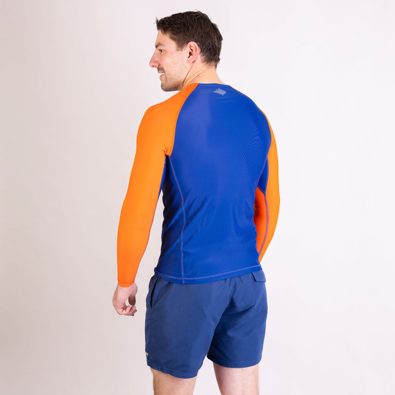 alpkit mens hurley in kingfisher blue and orange back