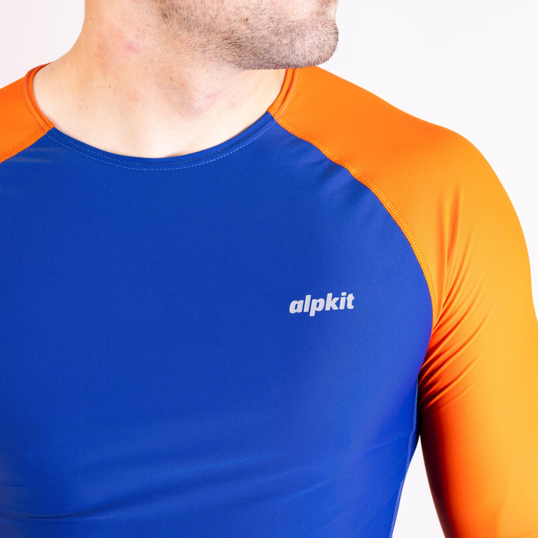 alpkit mens hurley in kingfisher blue and orange logo