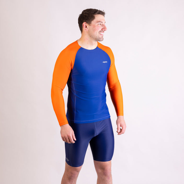 alpkit mens hythe jammer swimming shorts in outerspace blue outfit