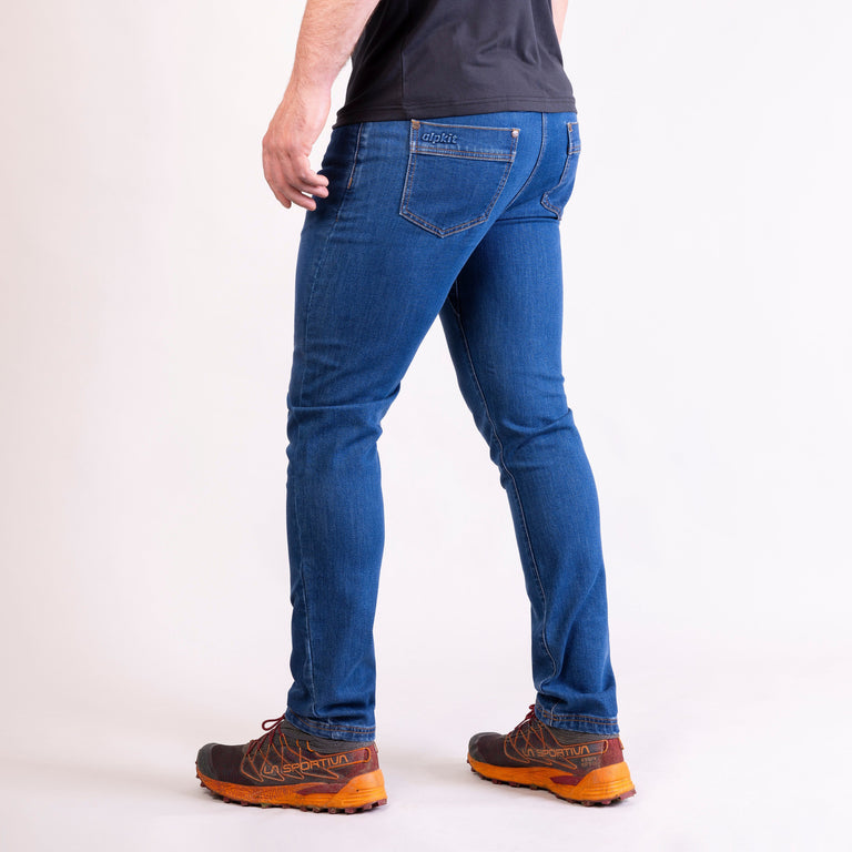 alpkit jeanius mens jeans in midwash blue back