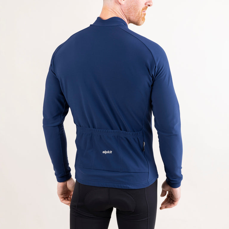 alpkit Valli mens long sleeve cycling jersey in navy blue back