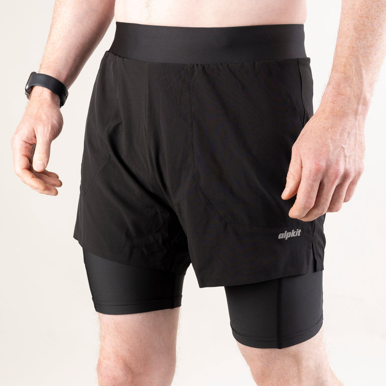 alpkit mens vamper twin running shorts in black front