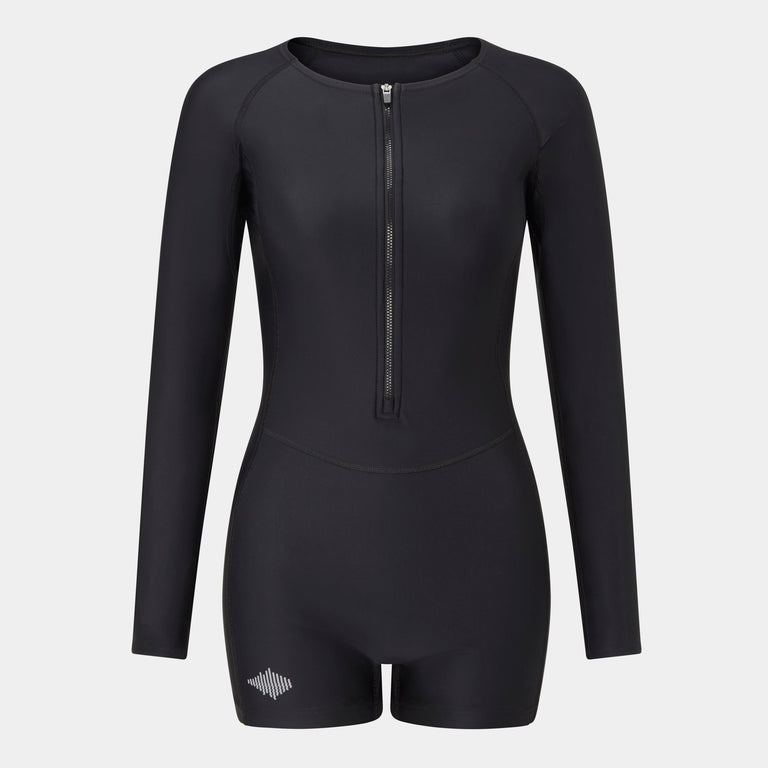 Nessie long sleeved one-piece swimsuit in Black