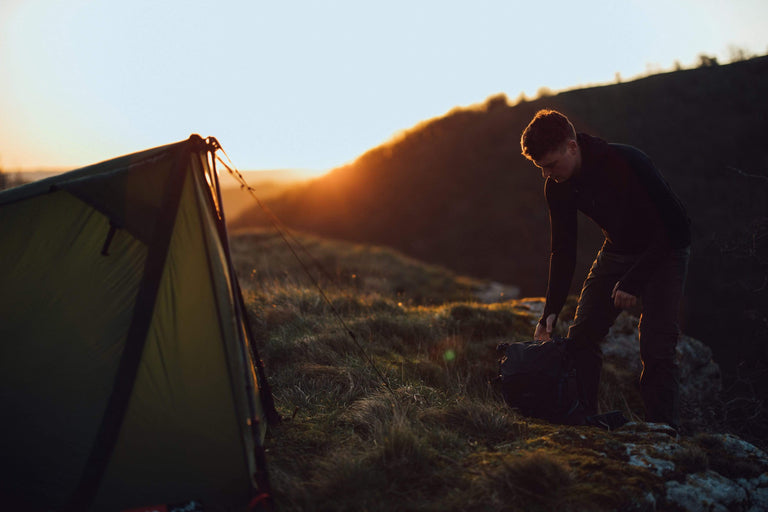 alpkit polestar trekking pole tent - action - closed