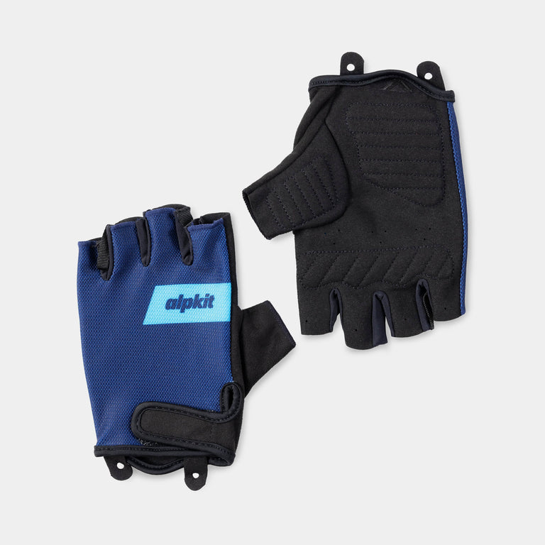 alpkit rhythm elite fingerless cycling gloves in navy blue