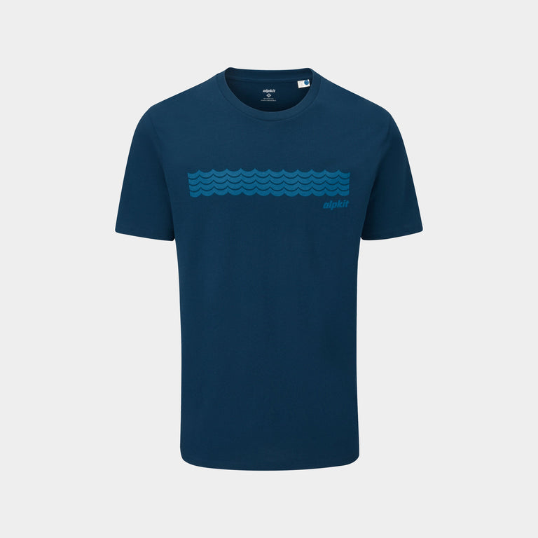 alpkit swell organic cotton tee in peacock blue