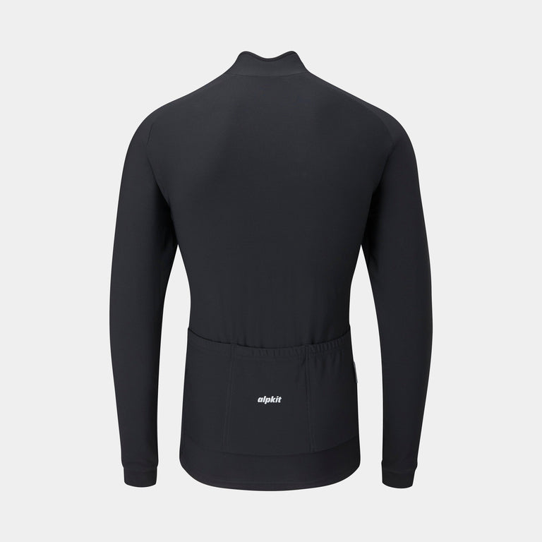 alpkit Valli mens long sleeve cycling jersey in black rear - closed 