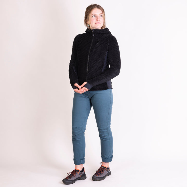 alpkit womens bloc pants in spruce blue outfit