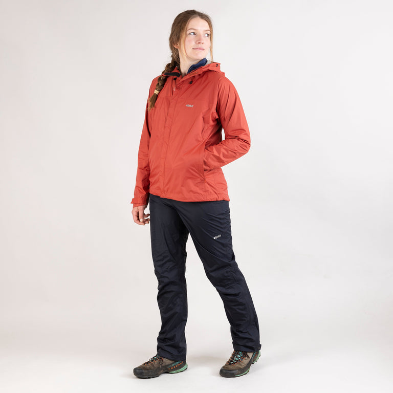 alpkit womens cloudburst waterproof overtrousers in black outfit