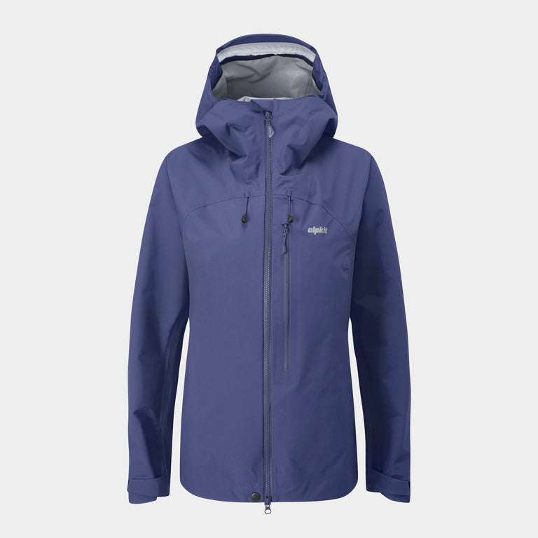 Alpkit women's Definition mountaineering waterproof jacket in Nemo blue - closed
