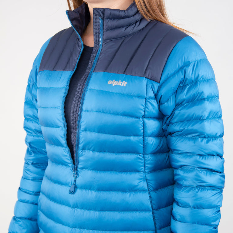 alpkit womens filoment smock in reef blue half zip