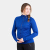 womens griffon hooded fleece in fontainebleau blue - closed