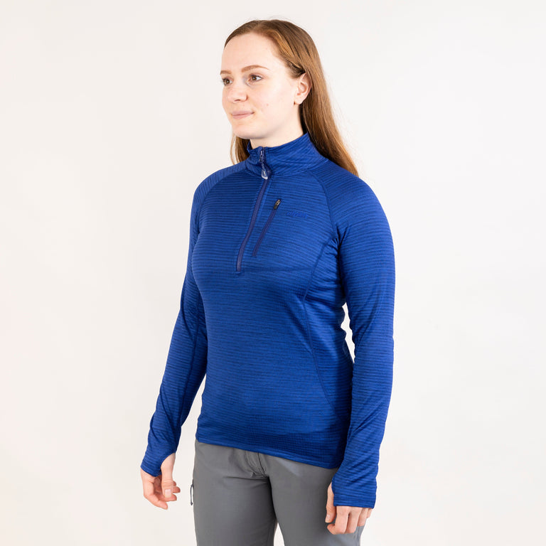 alpkit womens griffon half zip fleece in reef blue outfit