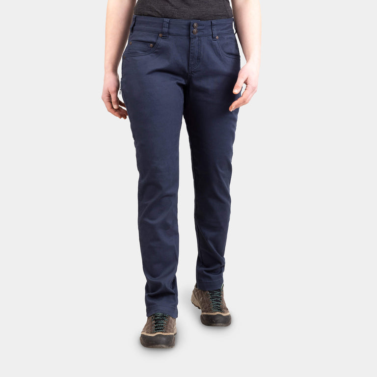 alpkit womens kraft trousers in outer space blue - closed