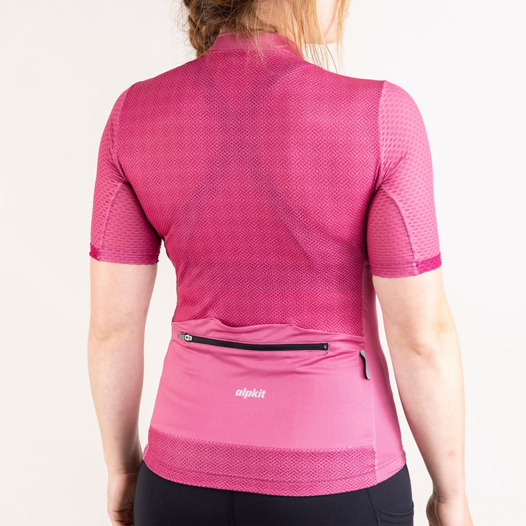 alpkit Paradiso womens short sleeve cycling jersey in blush pink back