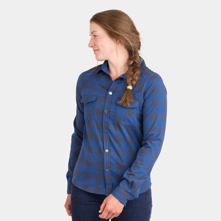 alpkit womens woodsmoke shirt in nemo blue check