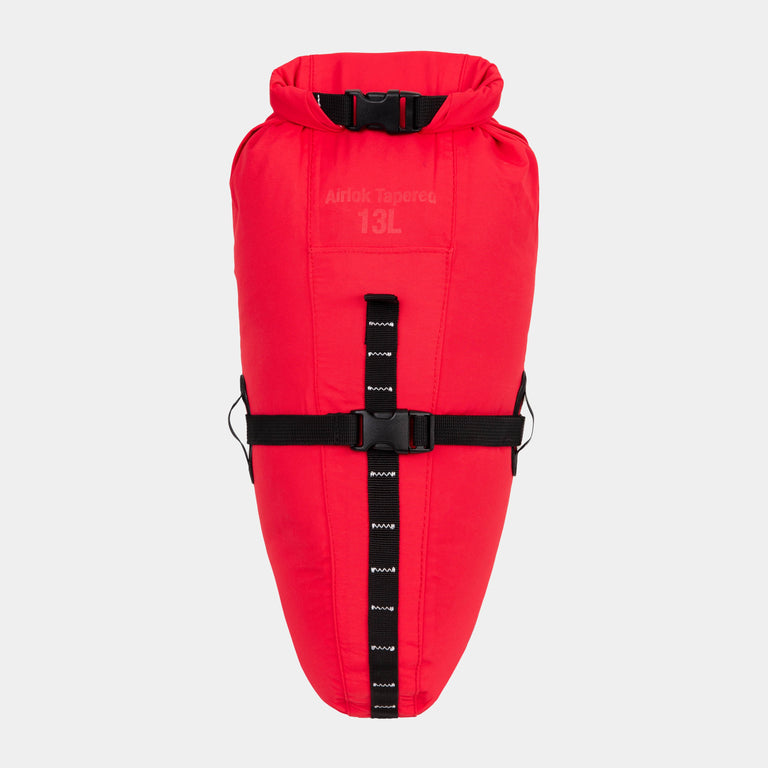 alpkit airlock tapered 13l drybag for seatpacks in chilli red