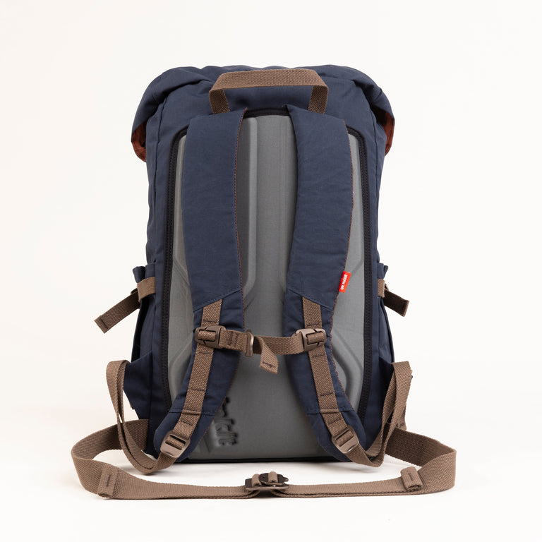 alpkit brevent backpack in navy blue straps