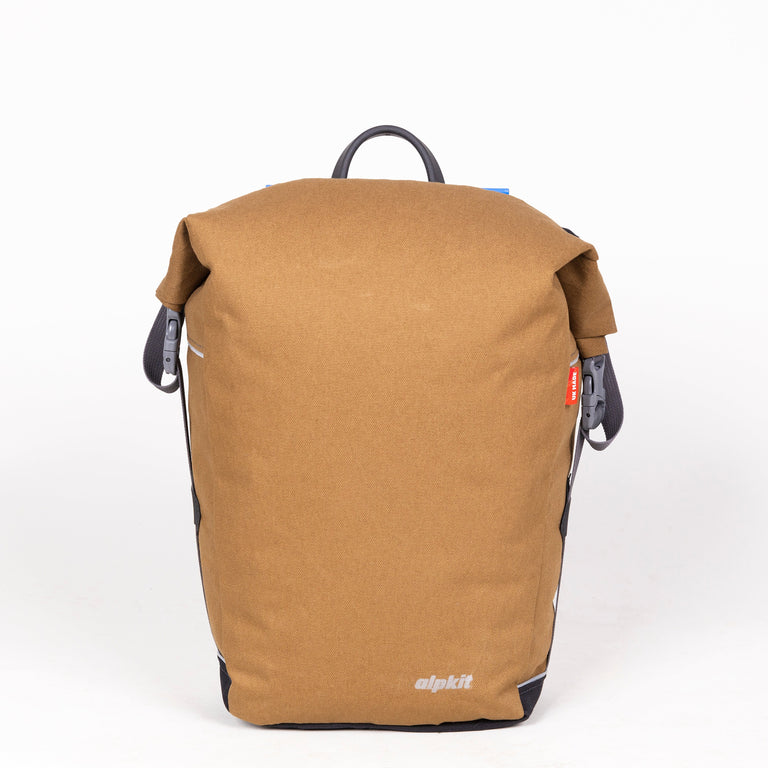 alpkit caledonian 10L pannier bag in mountain brown detail front