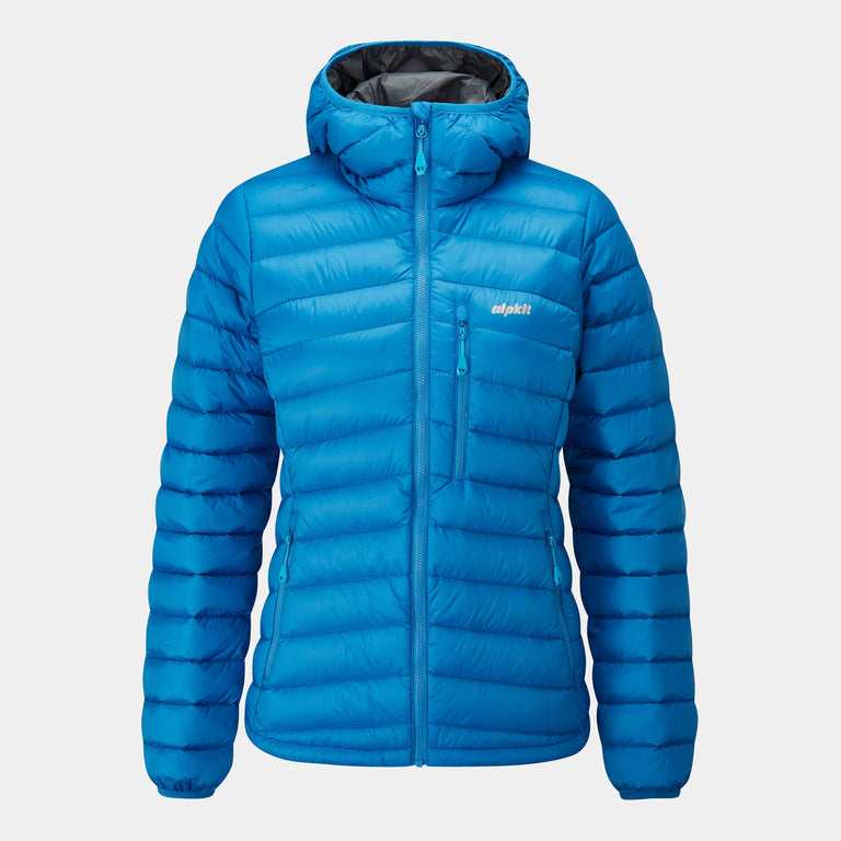 womens alpkit filoment hoody down jacket in reef blue