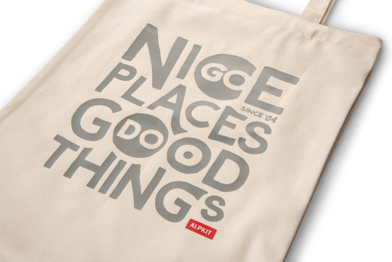 alpkit organic cotton go nice places do good things tote bag GNPDGT print