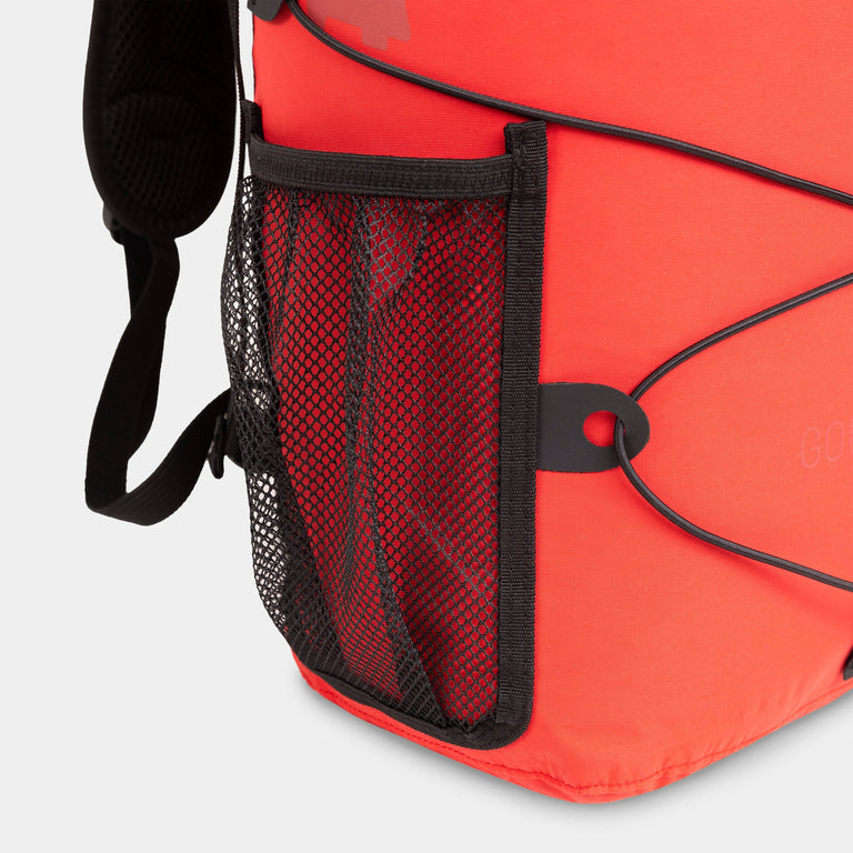 alpkit Gourdon 25 dry bag backpack in chilli red mesh pockets