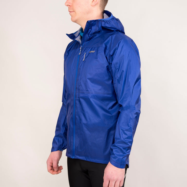 alpkit mens gravitas waterproof jacket in fontainebleau blue front