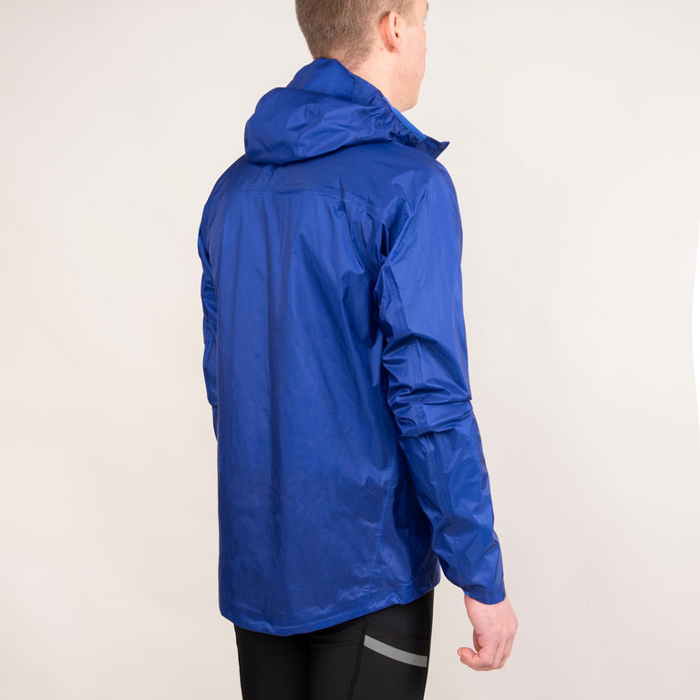 alpkit mens gravitas waterproof jacket in fontainebleau blue back