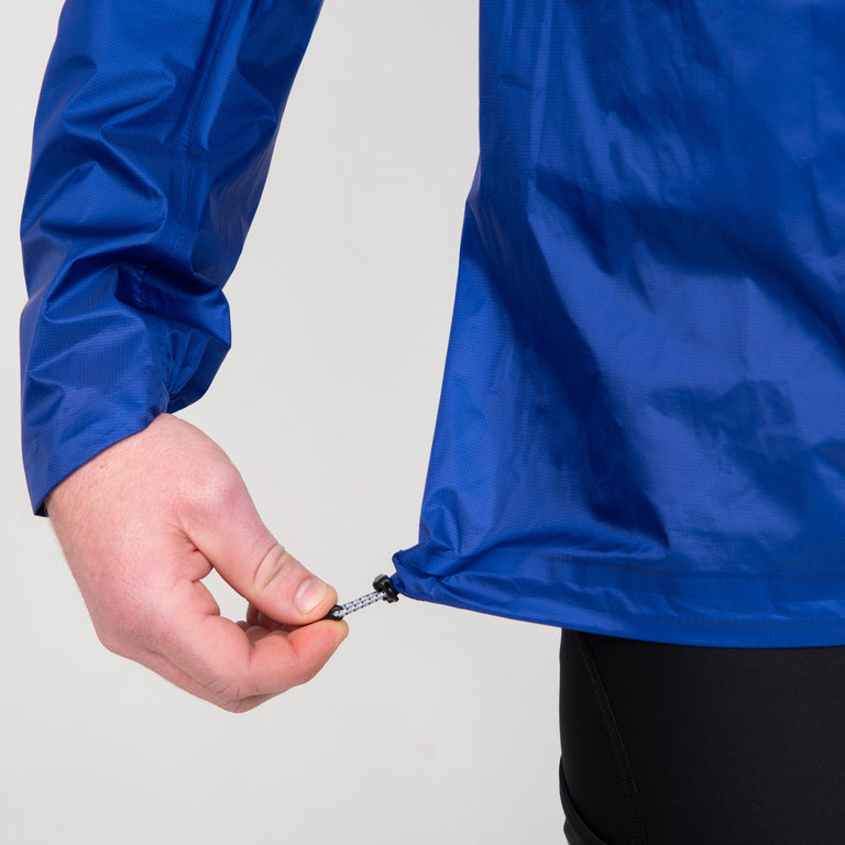 alpkit mens gravitas waterproof jacket in fontainebleau blue hem