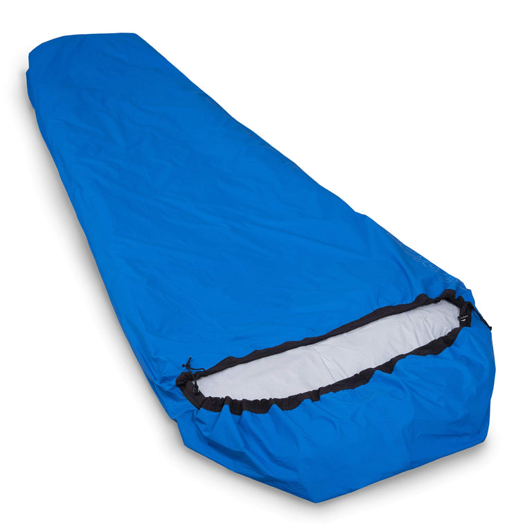 hunka breathable waterproof bivy bag in blue - closed