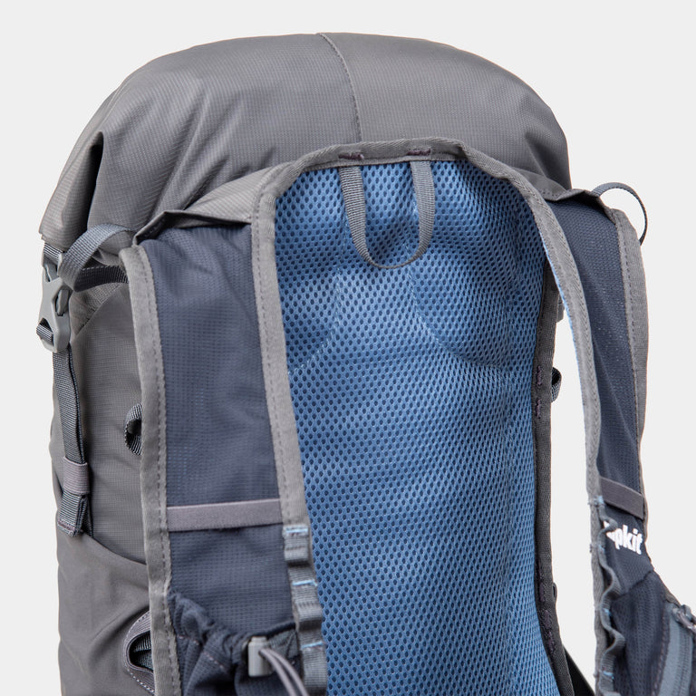 alpkit Idris 25L mountain marathon pack in dark grey back system