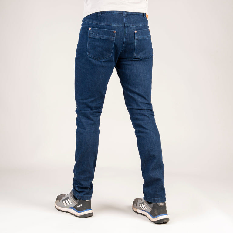 alpkit jeanius mens jeans in blue back