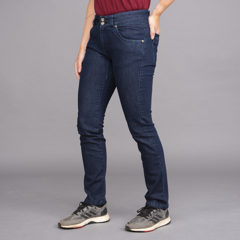 womens jeanius jeans dark wash front - closed