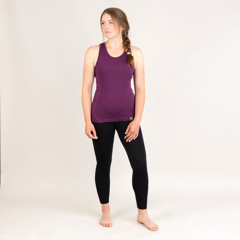 alpkit womens kepler merino vest baselayer in cosmos purple outfit