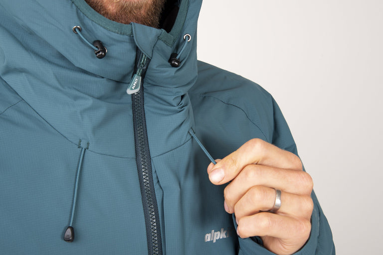 alpkit 0hiro mens insulation jacket in spruce drawcord