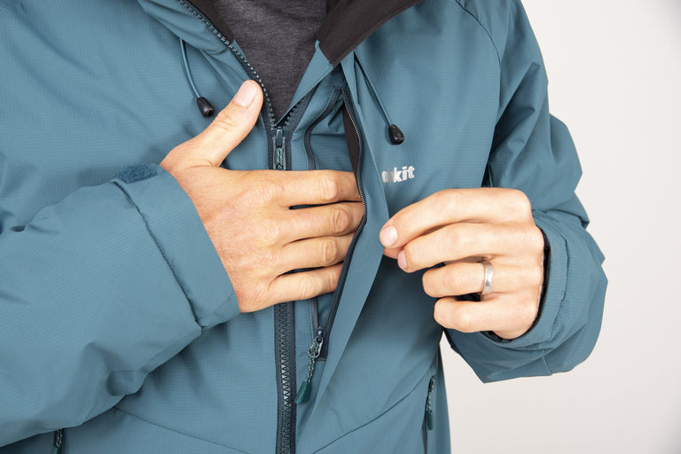 alpkit 0hiro mens insulation jacket in spruce chest pocket