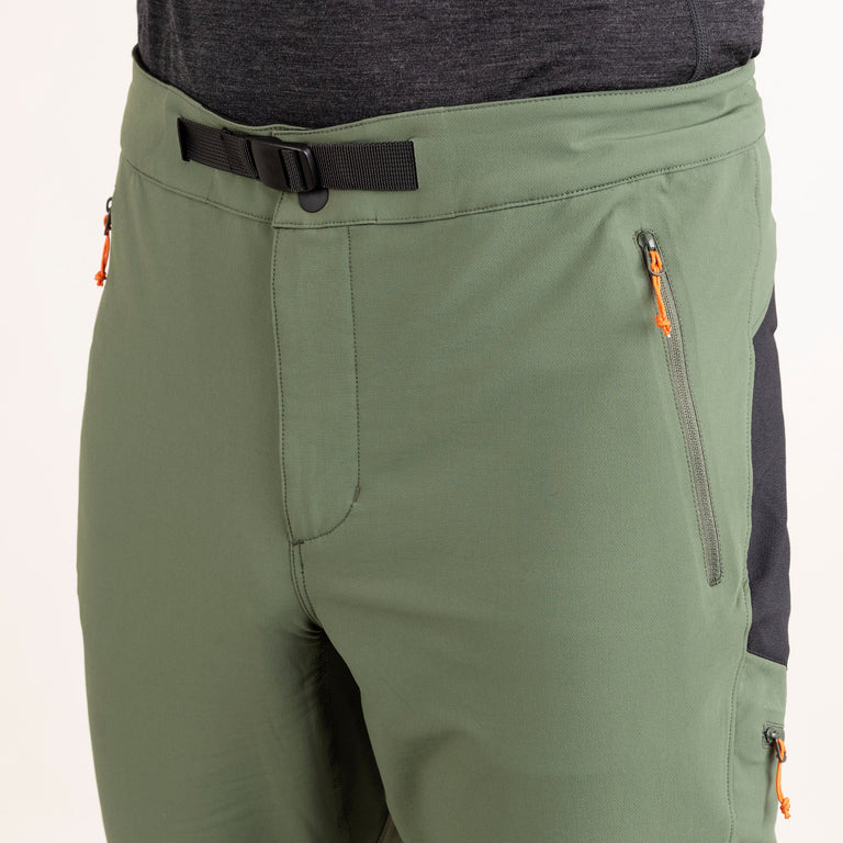 alpkit mens ardent softshell pants in alder green waistband