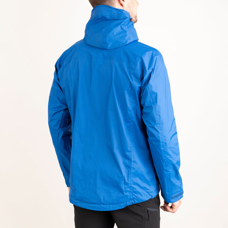 Alpkit men's Argonaut waterproof jacket in Monday blue back