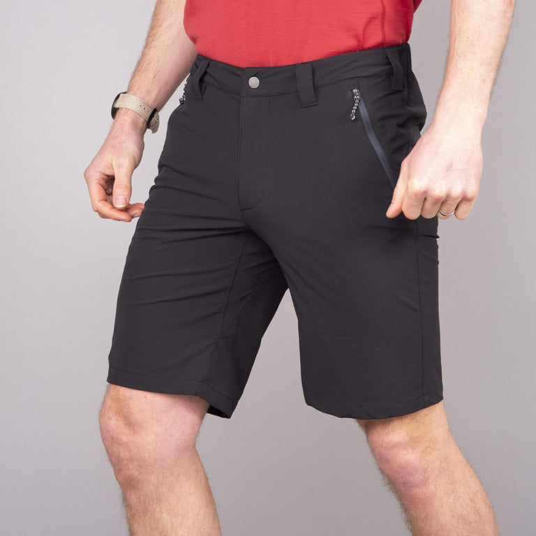 mens Alpkit faro softshell shorts in black front