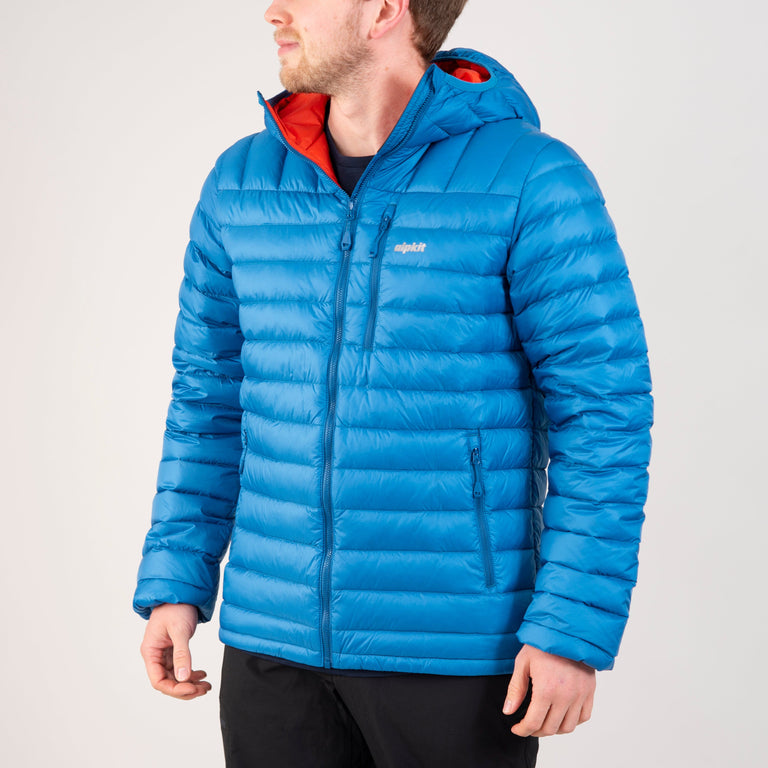 alpkit mens filoment hoody down jacket in reef blue front