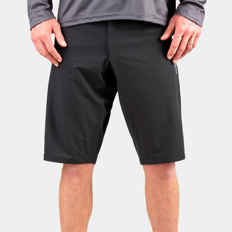 Alpkit mens floe baggy mountain bike shorts in black - closed