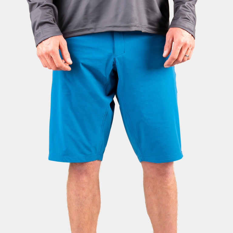 Alpkit mens floe baggy mountain bike shorts in reef blue - closed