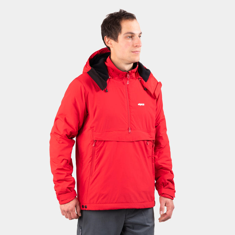 mens Alpkit jura mountain smock in chilli red - closed