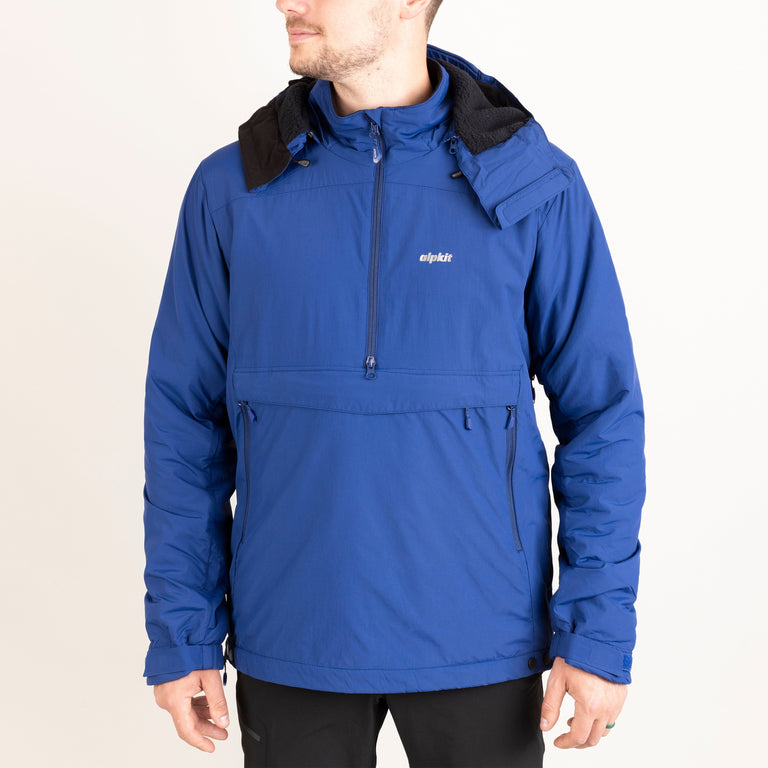 mens Alpkit jura mountain smock in nemo blue front - closed