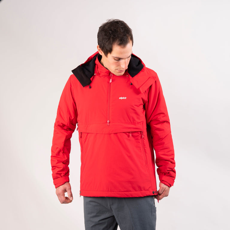 mens Alpkit jura mountain smock in chilli red - closed