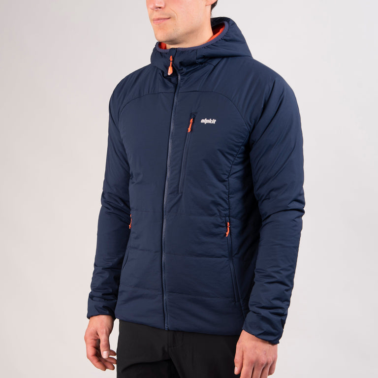 alpkit mens katabatic primaloft insulated synthetic jacket in outer space blue front