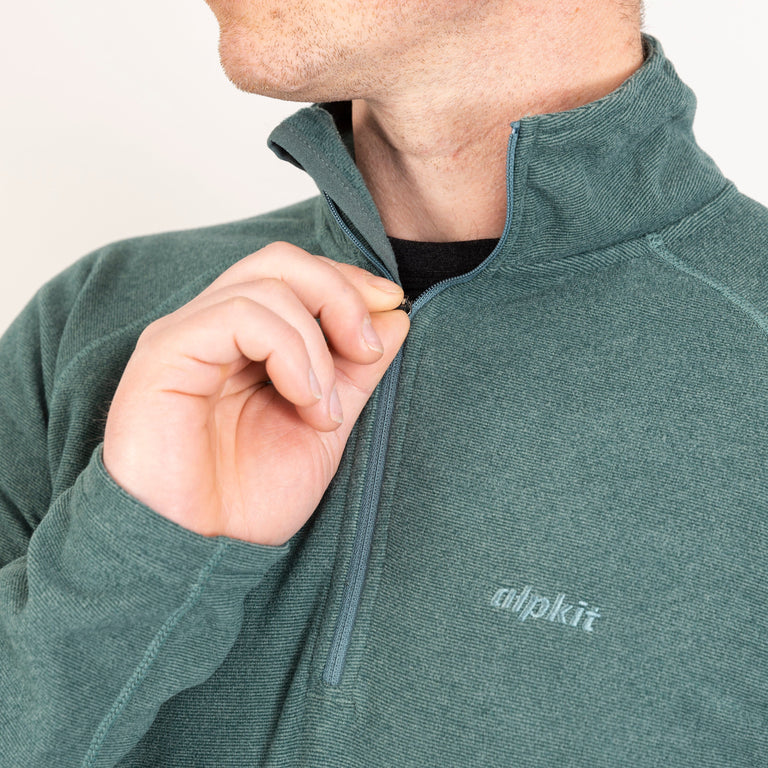 alpkit mens kelpie fleece in Stirling green zip